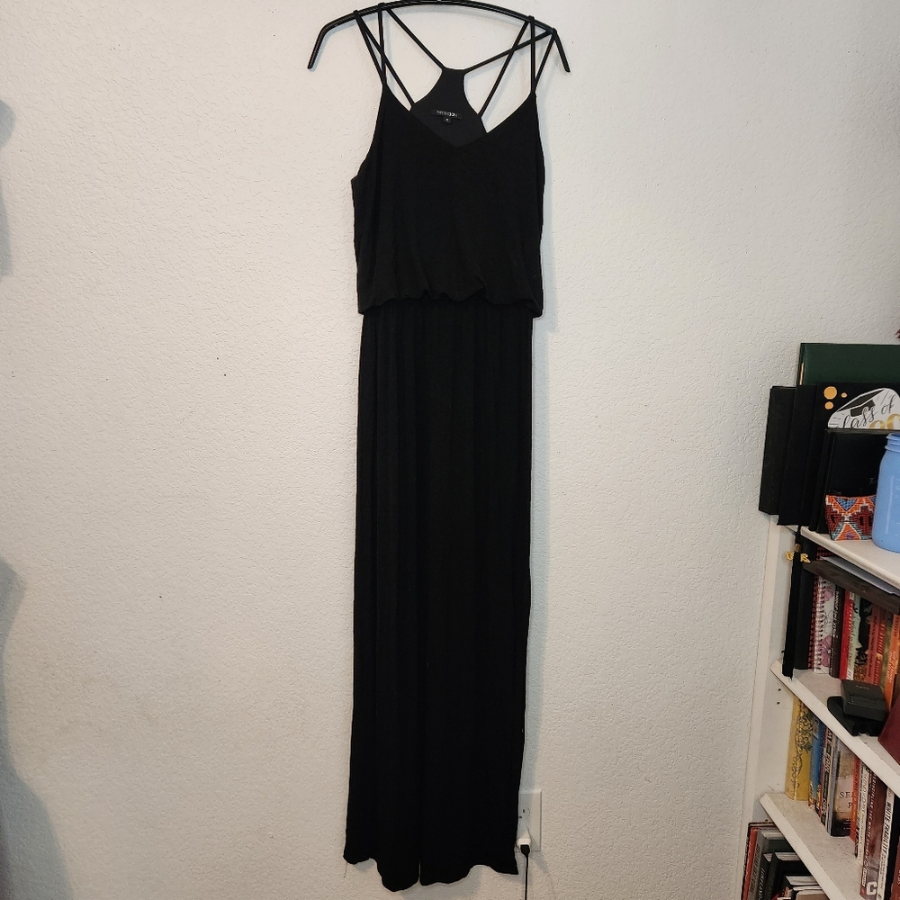 Papermoon Black Strappy‎ Wendilyn Knit Maxi Dress, Size S